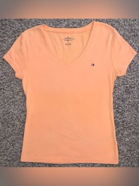 Tommy Hilfiger Peach V-Neck Short Sleeve Tee